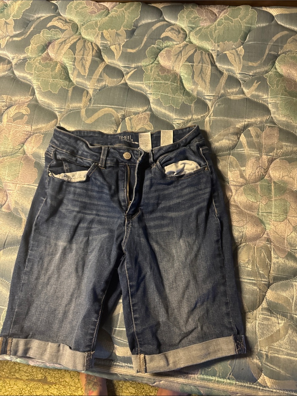 Time and Tru Dark Blue Boyfriend Denim Bermuda Shorts